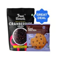 True Elements Whole Dried Cranberries + RiteBite Max Protein Choco Chips Cookies Combo
