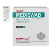Information about Medica Mediswab Gauze Swab Sterile E/O 7.5cm x7.5cm x 12ply Medica Gauze Swab is a medical product designed to provide gentle and effective wound care. It is made of high-quality gauze fabric that is soft, absorbent, and non-irritating to the skin. Gauze Swabs are used for padding, wound dressing and during surgery to absorb blood and exudate. Uses: It is used for covering wounds so that it does not get infected. Product Specifications and Features: This gauze swab is made from superior cotton yarn It has a faster absorption rate(less than 10 seconds) It has a better tending capacity Less allegiance to healing tissue, hence more comfort/less trauma for the patient It comes in American Fold which has no loose threads Directions For Use: To be used as per the recommendation of a medical practitioner. Safety Information: Read the label carefully before use Store in a cool and dry place, away from sunlight Keep out of reach of children For external use only