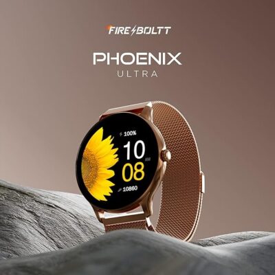 Fire-Boltt Phoenix Ultra Luxury Stainless Steel, Bluetooth Calling Smartwatch, AI Voice Assistant, Metal Body with 120+ Sports Modes, SpO2, Heart Rate Monitoring (Gold)