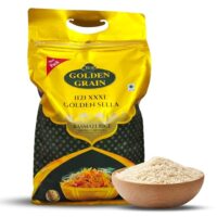 Golden Grain Sella Basmati Rice 5Kg Pack Offer | Long Grain With Rich Pleasant Aroma Everyday Basmati Rice | Whole Grain, Non-GMO 1121 Biryani, Pulao Rice | Sella Chawal For Daily Cooking (5Kg)