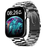 Noise ColorFit Ultra 3 Bluetooth Calling Smart Watch with Biggest 1.96" AMOLED Display, Premium Metallic Build, Functional Crown, Gesture Control with Metallic Strap (Glossy Silver: Elite Edition)