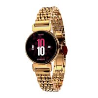 Vibez by Lifelong Ruby 1.04" AMOLED Smartwatch for Women with Metal Strap, Bluetooth Calling, 60 Hz Always on Display, Voice Assistance, Female Cycle Tracker, IP68, Health Monitor(Gold, VBSW2214)