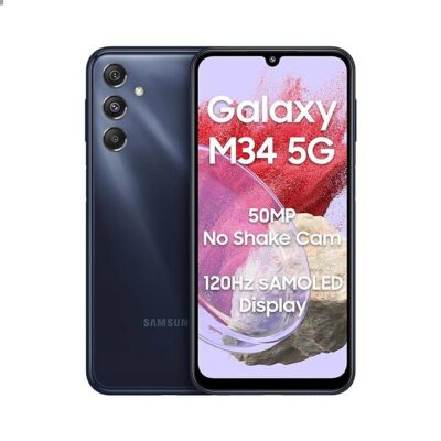 Samsung Galaxy M34 5G (Midnight Blue,8GB,128GB)|120Hz sAMOLED Display|50MP Triple No Shake Cam|6000 mAh Battery|4 Gen OS Upgrade & 5 Year Security Update|16GB RAM with RAM+|Android 13|Without Charger