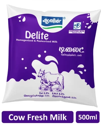 Aavin Delite Premium Fresh Cow Milk (Pouch)
