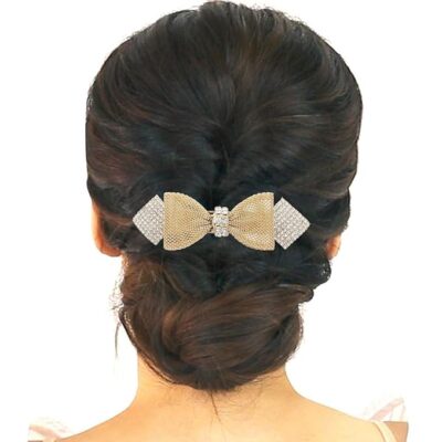 AccessHer jewellery stone studded Hair Ponytail Barrette Clutcher Alligator Buckle/Clip for Women and Girls pack of 3