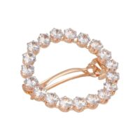 Accessher Ethnic Rose gold - Toned American Diamond Stone Studded Handcrafted Delicate French Barrette/Hair Pin/Hair Clip For Women and Girls Pack of 1