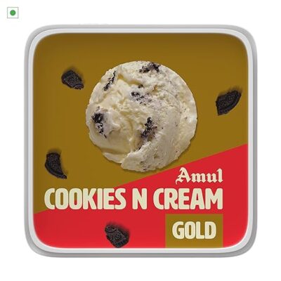 Amul Ice Cream Cookies N Cream Gold, 1 Litre