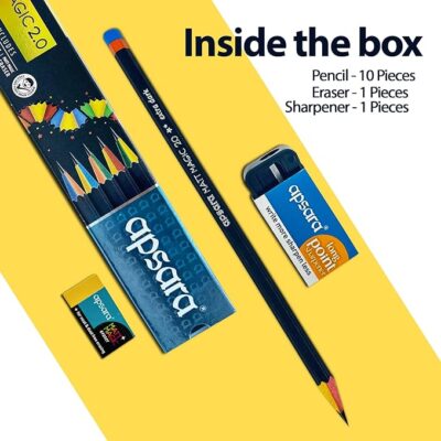 Apsara Matt Magic 2.0 Pencil, Writing Pencils With Dual Color Wood & Long-lasting Fun, Hexagonal Body for Strong Grip, Used for Art & Craft, Soft Wood for Easy Sharpening (Pack of 10)