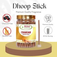 Betala Fragrance Chandan Flavour Dhoop Sticks for Pooja, Pack of 200 Gm Dhup Batti with Holder, Agarbatti, Incense Stick, Sandal, Cones, Cup, Sambrani (200 Gm)