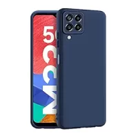 CEDO Samsung Galaxy M33 (5G) Back Cover | Camera Bump Protection & Ultra Slim | Matte Soft Silicon Shock Proof Rubberised Back Case Cover (Blue)