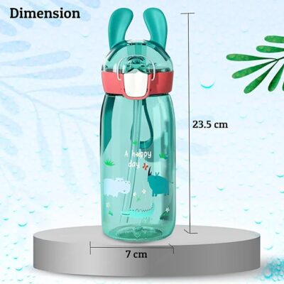 Funblast Water Bottle For Kids, Cute Design Water Bottle With Sipper, Sipper Bottle For Kids -Anti-Leak Kids Cartoon Water Bottle For Kids - 550 Ml (Animal),Multicolor - Tritan