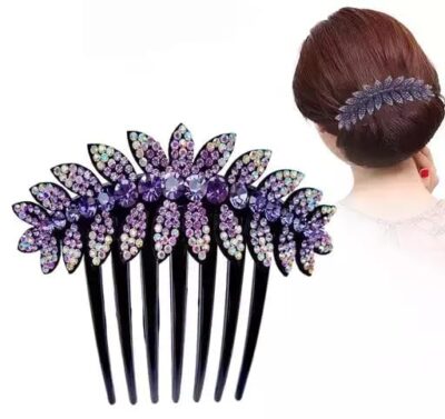 GLNRM Flower Shinestone Hair Comb for Women Hairpin Side Comb Headdress Bridal Wedding Hair Accessorie Hair Clip Pins Comb (1 pcs big flower pin)