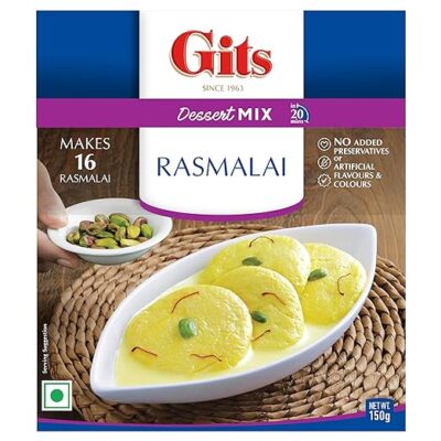 Gits Instant Rasmalai Dessert Mix, Pure Veg, Indian Sweet Recipe, Bengali Dessert ,150g