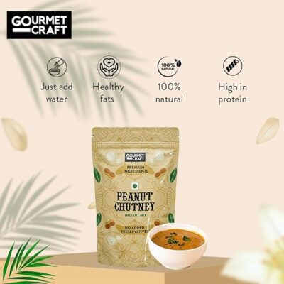 Gourmet Craft Roasted Peanuts Chutney Powder - Instant Peanut Chutney Mix - Easy Preparation, Healthy Breakfast Mix & Ready to Cook, No Added Preservatives/Colors/Flavors - Pack of 2