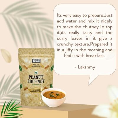 Gourmet Craft Roasted Peanuts Chutney Powder - Instant Peanut Chutney Mix - Easy Preparation, Healthy Breakfast Mix & Ready to Cook, No Added Preservatives/Colors/Flavors - Pack of 2