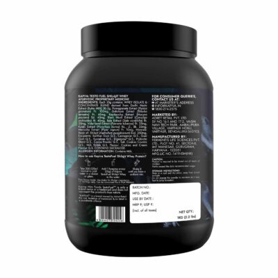 Kapiva TestoFuel Shilajit Whey Protein with Digezyme| 25g Protein | 5.5g BCAA | Faster Absorption | Boosts Stamina | Cookies & Cream Flavor, 1Kg/ 2.2lb