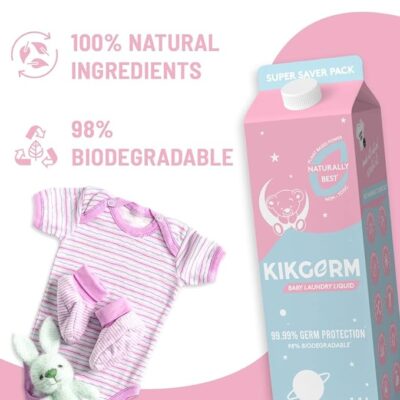 Kikgerm Plant Based Baby Laundry Detergent Liquid - Natural, Organic, Anti Bacterial, Eco-friendly, Non-toxic, Chemical-free, Biodegradable - Tough Stain Remover - 1100ml (Pack of 1)