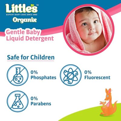 Little's Organix Gentle Baby Liquid Detergent 1 Litre | Enriched with Aloe Vera and Neem extracts | Floral fragrance | Anti-Bacterial | Free from Parabens, Phosphates, Brighteners & Bleach