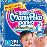 MamyPoko Pants Extra Absorb Baby Diapers, Large (L), 64 Count