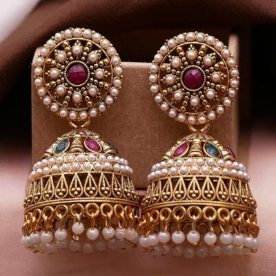 Meira jewellery Antique jhumaki fashion jewellery Traditional jhumakas oxodised gold plated big zumkas for women n girls