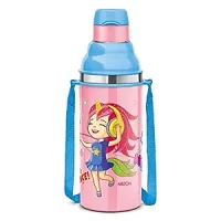 Milton Kool Stunner 400 Insulated School Kids Bottle with Inner Steel, 420 ml, Pink | Leak Proof | PU Insulated | Hot & Cold | Easy Grip