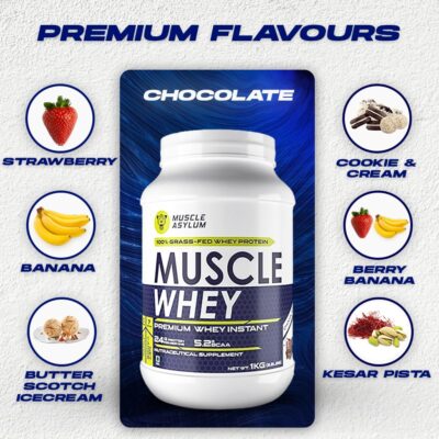 Muscle Asylum Premium Whey Protein 1kg, 24g Protein, Serving For Muscle Building & Recovery (Chocolate),25 Servings