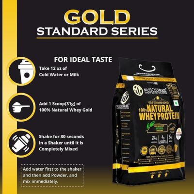 Muscle Trail Gold Standard Series |70 Pouches |Low Carb & Fat |Shaker Inside |24g Natural Whey Protein (2.17 kg) (Pineapple Mint)