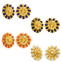 Nakabh Combo of 4 Gold Plated Moti Stud Tops Earrings for Women (Pack of 4 Pairs)