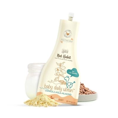 Nat Habit Baby Bath Ubtan - Daily Ubtan With Charoli Milk Almond For 1 Month to 6 Months Old Baby Cleansing & Nutrition, Chemical-Free & Soap Free Care of Babies (80gm, Pack of 1)