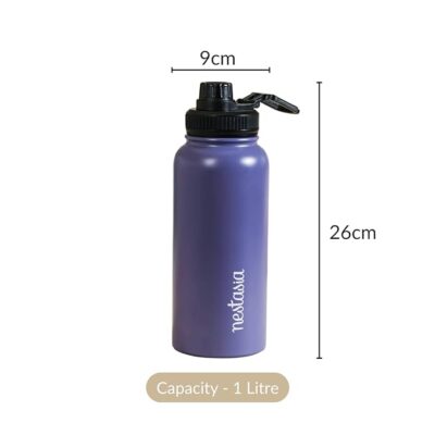 Nestasia 1L Water Bottle for Home and Office, Thermosteel Bottle, Double-Walled Vacuum Insulated, Rust-Resistant, 1 Litre, Blue