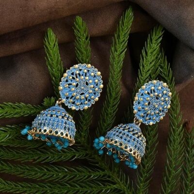 Nilu's Collection Ethnic Oxidised Jhumka for Women and Girls Wedding, Party Festival Wear Alloy Jhumki Earring (Red, Blue, Pink, Copper)