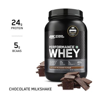 OPTIMUM NUTRITION Performance Whey Protein Powder Blend with Isolate, 24g Protein, 5g BCAA, Chocolate, 1 kg
