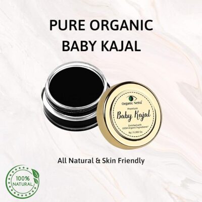 Organic Netra Baby Kajal - Water Resistant,Matte, Smudge Proof, Long lasting,For Normal Skin type,All Natural and Organic with no Harmful chemicals -8 gm