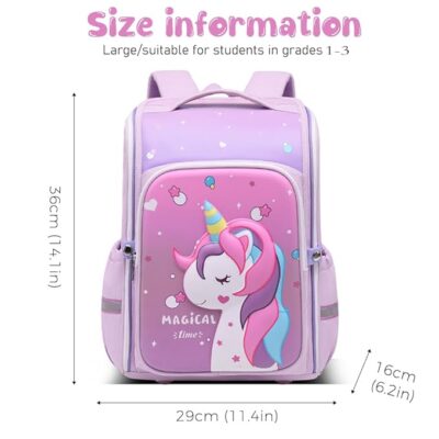 PALAY Unicorn Backpack for Kids Girls Stylish Durable Water-Resistant Backpack Shoulder School Bags for Girls Kids Birthday & Rakhi Gift - Purple