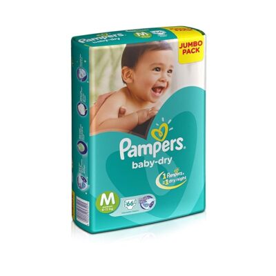 Pampers Taped Baby Diapers, Medium, (MD),White,66 count