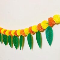 SPHINX Artificial Marigold &Mango Leaves Simple Door-Window toran/Door hangings/Festive Decorations - Approx.100 cms/40 Inches/3.33 Ft. - (Yellow and Dark Orange, 1 Piece)