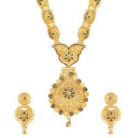 Shining Diva Fashion Latest Long Design Necklace Set For Women Traditional One Gram Gold Plated Jewellery Set for Women