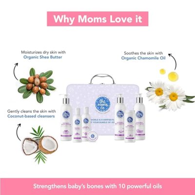 The Moms Co. Everything for Baby with Suitcase Gift Box and 7 Skin and Hair Care New born Baby Gifts|Baby gift set for new born | Baby shower gift | New born baby gifts