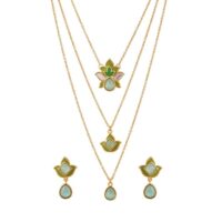 VOYLLA Forever More Green Layered Necklace set for women