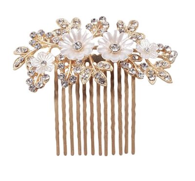 Vogue Hair Accessories Fancy Comb Hair Clip Hair Pin Hair Accessories (Shell Floral), Gold